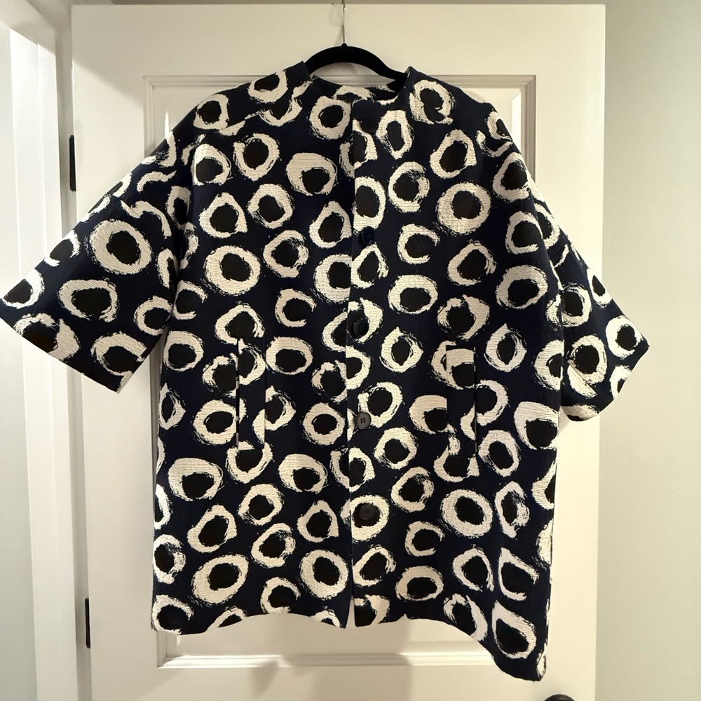 Helene Berman Navy and Cream Patterned Jacket